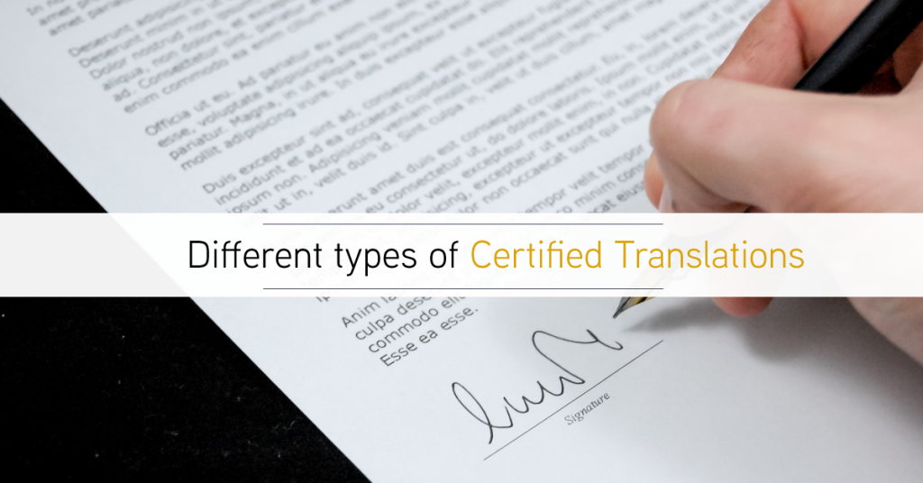 Different types of certified translation