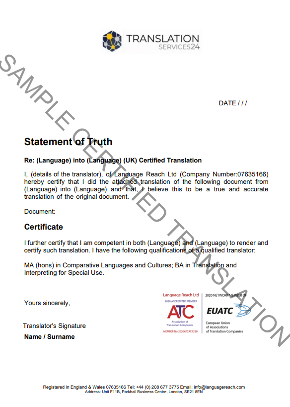 Certified Translation Birth Certificate